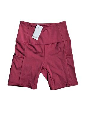 NWT | ROSANC Burgundy High-Rise Biker Shorts | Side Pockets | Small